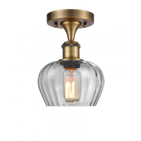516-1C-BB-G92-L-LED-Innovations Lighting-Large Fenton-3.5W 1 LED Semi-Flush Mount in Industrial Style-11 Inches Wide by 13 Inches High Brushed Brass