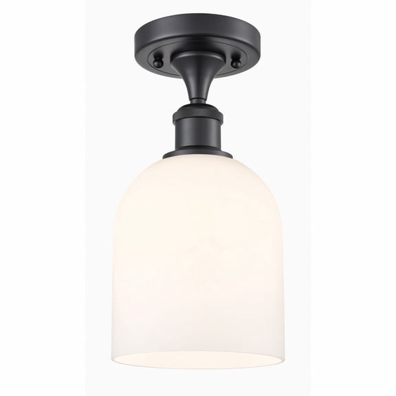 516-1C-BK-G558-6GWH Innovations Lighting Bella - 1 Light Semi-Flush Mount In Industrial Style-10.75 Inches Tall and 5.5 Inches Wide-Matte Black