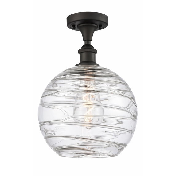 516-1C-OB-G1213-12-LED-Innovations Lighting-Athens Deco Swirl - 3.5W 1 LED Semi-Flush Mount In Industrial Style-17 Inches Tall and 12 Inches Wide Oil