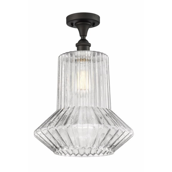 516-1C-OB-G212-LED-Innovations Lighting-Springwater-3.5W 1 LED Semi-Flush Mount in Industrial Style-12 Inches Wide by 17 Inches High   Oil Rubbed
