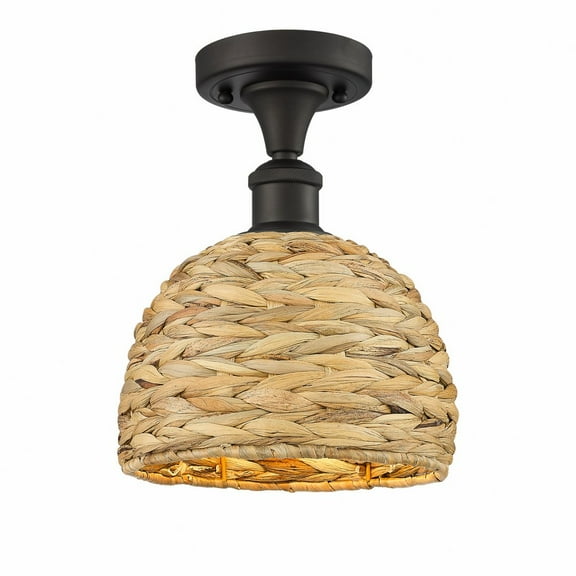 Innovations Lighting - Woven Ratan - 1 Light Semi-Flush Mount In Farmhouse