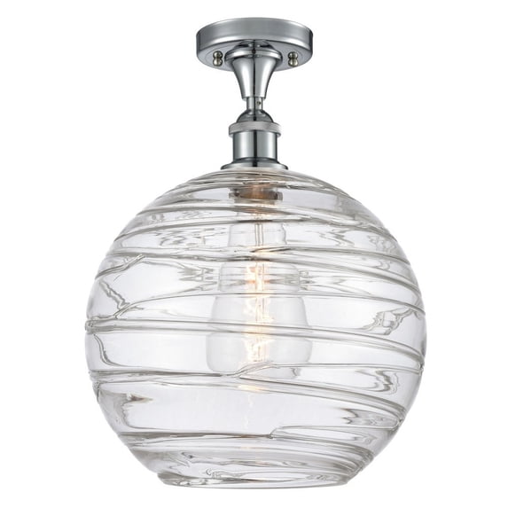 516-1C-PC-G1213-12-LED-Innovations Lighting-Athens Deco Swirl - 3.5W 1 LED Semi-Flush Mount In Industrial Style-17 Inches Tall and 12 Inches Wide