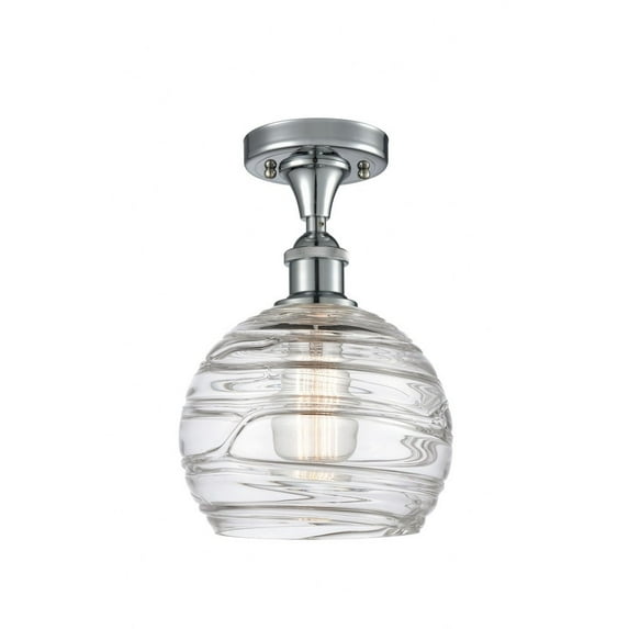 516-1C-PC-G1213-8-LED-Innovations Lighting-Athens Deco Swirl - 3.5W 1 LED Semi-Flush Mount In Industrial Style-13 Inches Tall and 8 Inches Wide