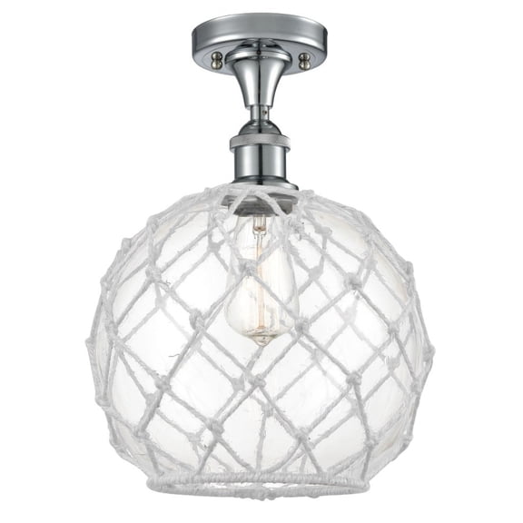 516-1C-PC-G122-10RW-LED-Innovations Lighting-Large Farmhouse Rope-3.5W 1 LED Semi-Flush Mount in Industrial Style-10 Inches Wide by 15 Inches High