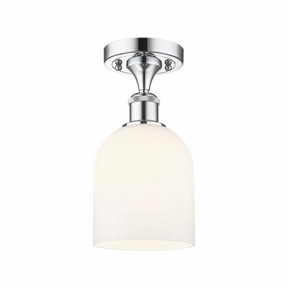 516-1C-PC-G558-6GWH Innovations Lighting Bella - 1 Light Semi-Flush Mount In Industrial Style-10.75 Inches Tall and 5.5 Inches Wide-Polished Chrome
