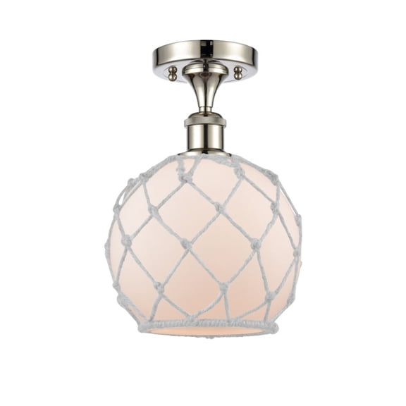 516-1C-PN-G121-8RW-LED-Innovations Lighting-Farmhouse Rope-3.5W 1 LED Semi-Flush Mount in Industrial Style-8 Inches Wide by 13 Inches High   Polished