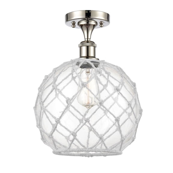 516-1C-PN-G122-10RW-LED-Innovations Lighting-Large Farmhouse Rope-3.5W 1 LED Semi-Flush Mount in Industrial Style-10 Inches Wide by 15 Inches High