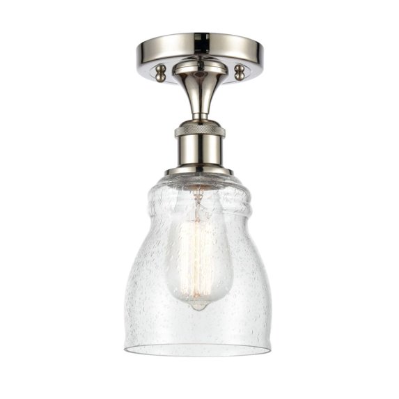 516-1C-PN-G394-LED-Innovations Lighting-Ellery-3.5W 1 LED Semi-Flush Mount in Nautiical Style-4.5 Inches Wide by 13 Inches High Polished Nickel