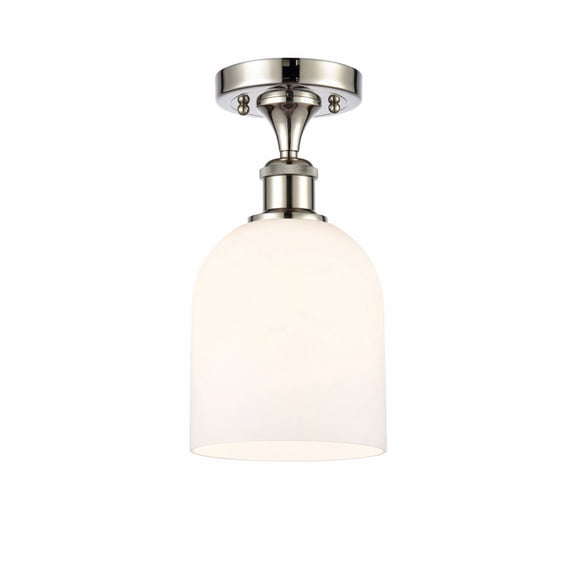 516-1C-PN-G558-6GWH Innovations Lighting Bella - 1 Light Semi-Flush Mount In Industrial Style-10.75 Inches Tall and 5.5 Inches Wide-Polished Nickel