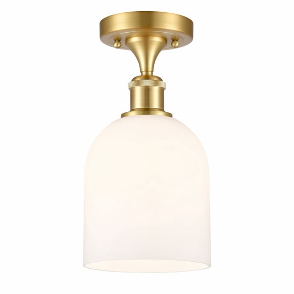 516-1C-SG-G558-6GWH Innovations Lighting Bella - 1 Light Semi-Flush Mount In Industrial Style-10.75 Inches Tall and 5.5 Inches Wide-Satin Gold