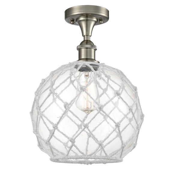 516-1C-SN-G122-10RW-LED-Innovations Lighting-Large Farmhouse Rope-3.5W 1 LED Semi-Flush Mount in Industrial Style-10 Inches Wide by 15 Inches High