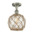 thumbnail image 1 of 516-1C-SN-G122-8RB-LED-Innovations Lighting-Farmhouse Rope-3.5W 1 LED Semi-Flush Mount in Industrial Style-8 Inches Wide by 13 Inches High   Brushed, 1 of 1