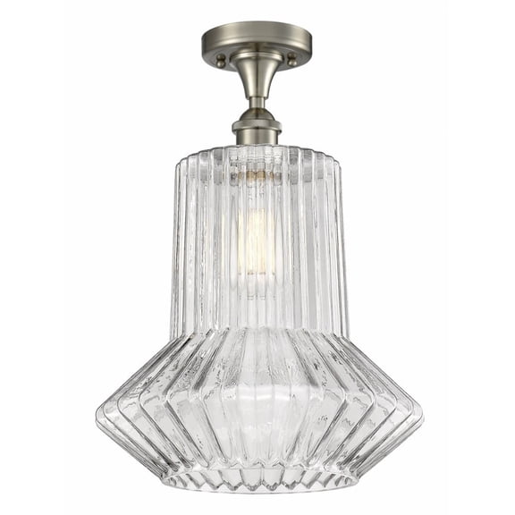 516-1C-SN-G212-LED-Innovations Lighting-Springwater-3.5W 1 LED Semi-Flush Mount in Industrial Style-12 Inches Wide by 17 Inches High   Brushed Satin