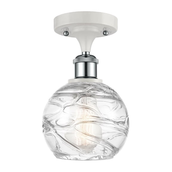 516-1C-WPC-G1213-6-Innovations Lighting-Athens Deco Swirl - 1 Light Semi-Flush Mount In Industrial Style-11 Inches Tall and 6 Inches