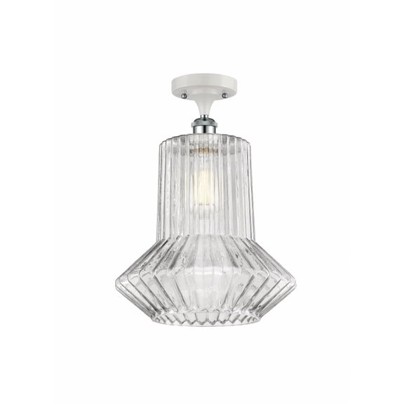 516-1C-WPC-G212-LED-Innovations Lighting-Springwater-3.5W 1 LED Semi-Flush Mount in Industrial Style-12 Inches Wide by 17 Inches High   White/Polished