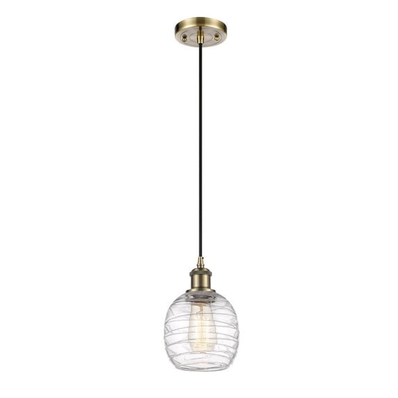 516-1P-AB-G1013 Innovations Lighting Belfast - 1 Light Cord Hung Mini Pendant In Industrial Style-9 Inches Tall and 6 Inches Wide-Antique Brass