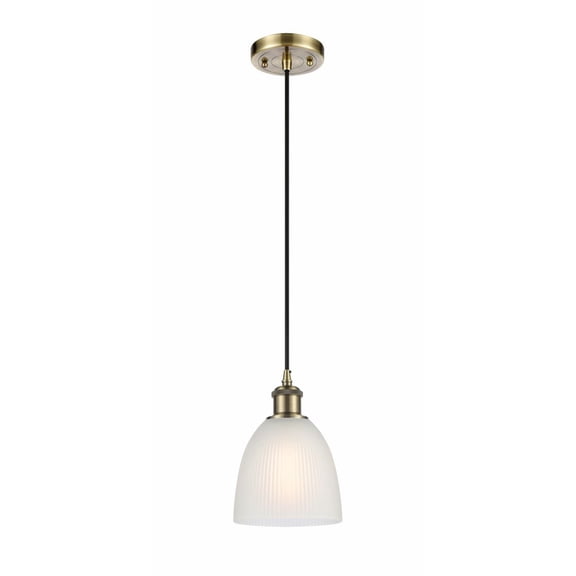 516-1P-AB-G381 Innovations Lighting Castile - 1 Light Cord Hung Mini Pendant In Industrial Style-9 Inches Tall and 6 Inches Wide-Antique Brass