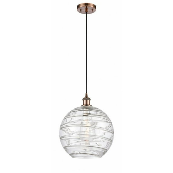 516-1P-AC-G1213-12-LED-Innovations Lighting-Athens Deco Swirl - 3.5W 1 LED Cord Hung Mini Pendant In Industrial Style-15 Inches Tall and 12 Inches