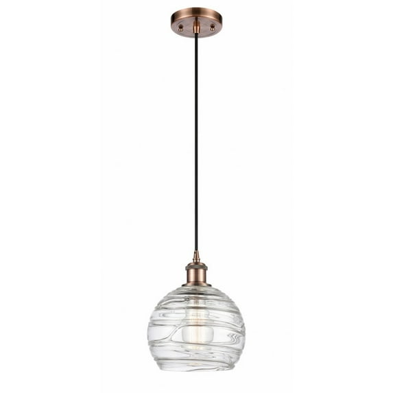 516-1P-AC-G1213-8-LED-Innovations Lighting-Athens Deco Swirl - 3.5W 1 LED Cord Hung Mini Pendant In Industrial Style-10 Inches Tall and 8 Inches Wide