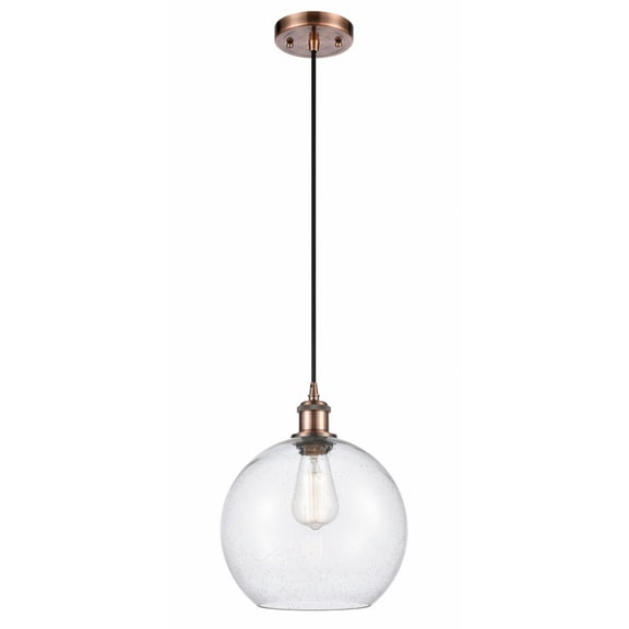 516-1P-AC-G124-10 Innovations Lighting Athens - 1 Light Cord Hung Mini Pendant In Industrial Style-13 Inches Tall and 10 Inches Wide-Antique Copper