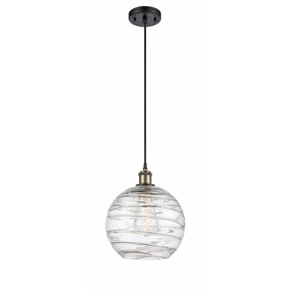 516-1P-BAB-G1213-10-LED-Innovations Lighting-Athens Deco Swirl - 3.5W 1 LED Cord Hung Mini Pendant In Industrial Style-13 Inches Tall and 10 Inches