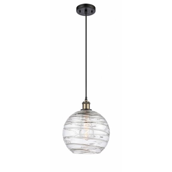 516-1P-BAB-G1213-10-LED-Innovations Lighting-Athens Deco Swirl - 3.5W 1 LED Cord Hung Mini Pendant In Industrial Style-13 Inches Tall and 10 Inches