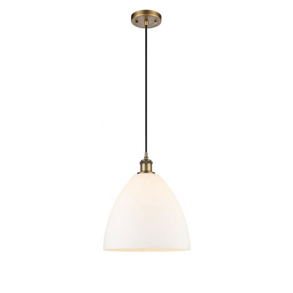 516-1P-BB-GBD-121-Innovations Lighting-Bristol Glass - 1 Light Mini Pendant In Industrial Style-14.75 Inches Tall and 12 Inches Wide-Brushed Brass