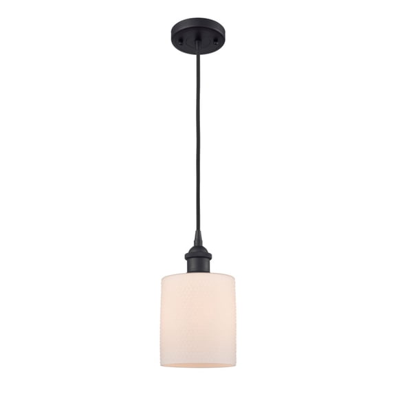 516-1P-BK-G111-LED-Innovations Lighting-Cobbleskill-3.5W 1 LED Mini Pendant in Art Nouveau Style-5 Inches Wide by 8 Inches High Matte Black Finish