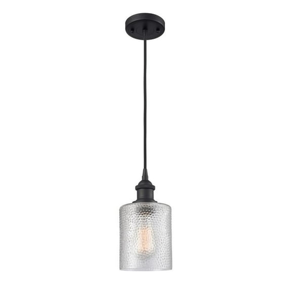 516-1P-BK-G112-L-LED-Innovations Lighting-Large Cobbleskill-3.5W 1 LED Mini Pendant in Art Nouveau Style-9 Inches Wide by 14 Inches High Matte Black