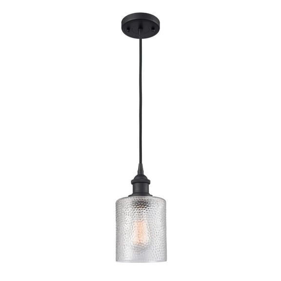 516-1P-BK-G112-L-LED-Innovations Lighting-Large Cobbleskill-3.5W 1 LED Mini Pendant in Art Nouveau Style-9 Inches Wide by 14 Inches High   Matte Black
