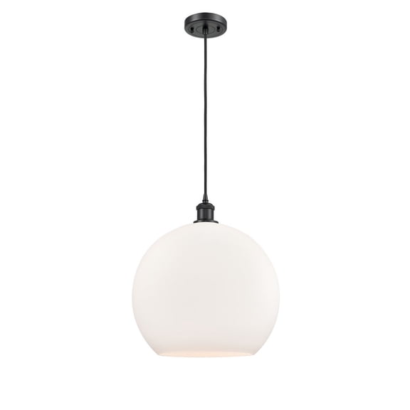 516-1P-BK-G121-14-Innovations Lighting-Athens - 1 Light Pendant In Industrial Style-18.38 Inches Tall and 13.75 Inches Wide-Matte Black Finish-Matte