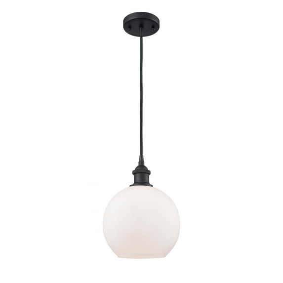 516-1P-BK-G121-LED-Innovations Lighting-Athens-3.5W 1 LED Mini Pendant in Industrial Style-8 Inches Wide by 10 Inches High Matte Black Finish with