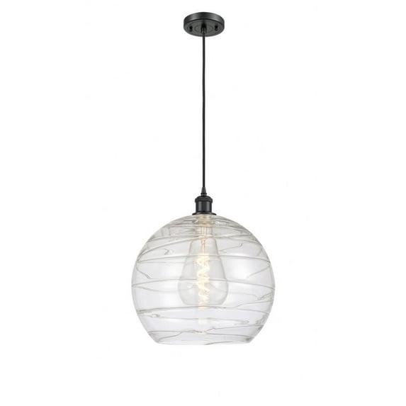 516-1P-BK-G1213-14-Innovations Lighting-Athens Deco Swirl - 1 Light Pendant In Industrial Style-16.88 Inches Tall and 13.75 Inches Wide-Matte Black