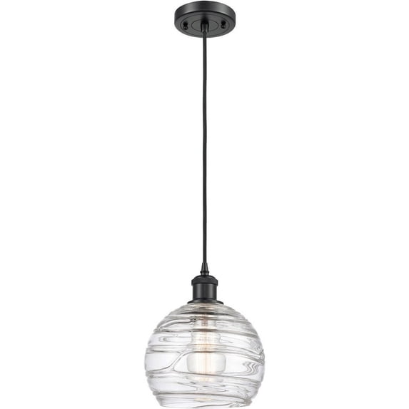 516-1P-BK-G1213-8-LED-Innovations Lighting-Deco Swirl-3.5W 1 LED Mini Pendant in Industrial Style-8 Inches Wide by 10 Inches High Matte Black Finish
