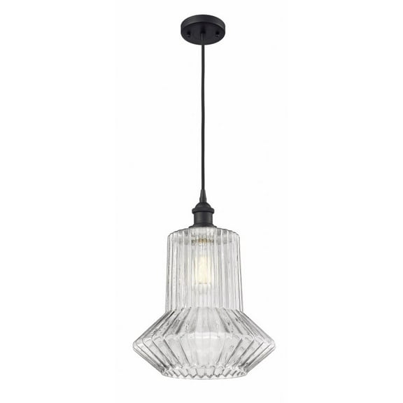 516-1P-BK-G212 Innovations Lighting Springwater - 1 Light Cord Hung Mini Pendant In Industrial Style-14 Inches Tall and 12 Inches Wide-Matte Black