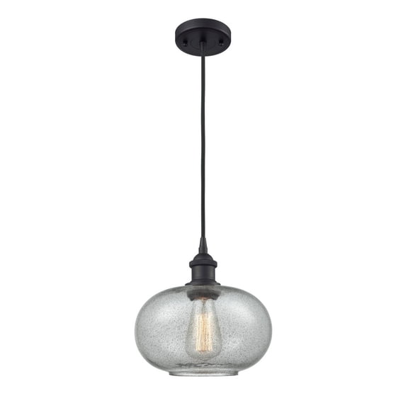 516-1P-BK-G247 Innovations Lighting Gorham - 1 Light Cord Hung Mini Pendant In Industrial Style-11 Inches Tall and 9.5 Inches Wide-Matte Black
