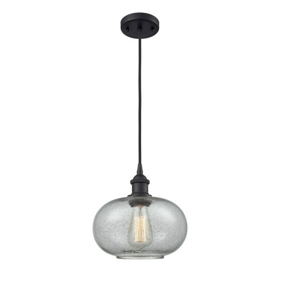 516-1P-BK-G247 Innovations Lighting Gorham - 1 Light Cord Hung Mini Pendant In Industrial Style-11 Inches Tall and 9.5 Inches Wide-Matte Black