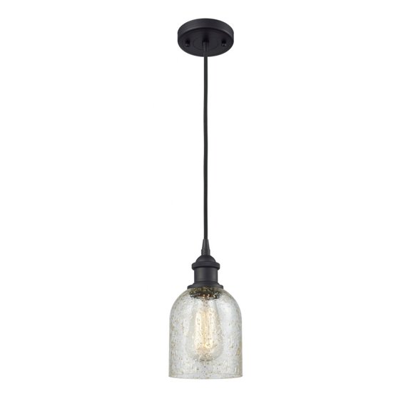 516-1P-BK-G259 Innovations Lighting Caledonia - 1 Light Cord Hung Mini Pendant In Industrial Style-10 Inches Tall and 5 Inches Wide-Matte Black