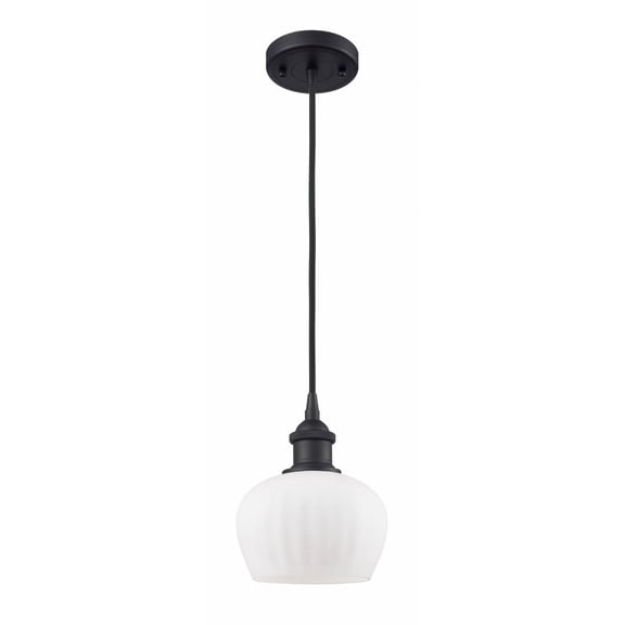 516-1P-BK-G91 Innovations Lighting Fenton - 1 Light Cord Hung Mini Pendant In Industrial Style-7.5 Inches Tall and 6.5 Inches Wide-Matte Black