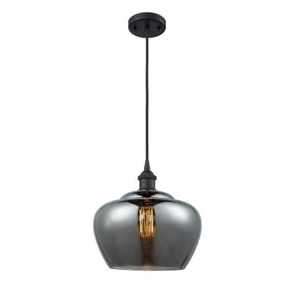 516-1P-BK-G93-L-Innovations Lighting-Fenton - 1 Light Cord Hung Mini Pendant In Industrial Style-11 Inches Tall and 11 Inches Wide-Matte Black