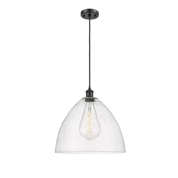 516-1P-BK-GBD-164 Innovations Lighting Bristol Glass - 1 Light Pendant In Industrial Style-18.75 Inches Tall and 16 Inches Wide-Matte Black