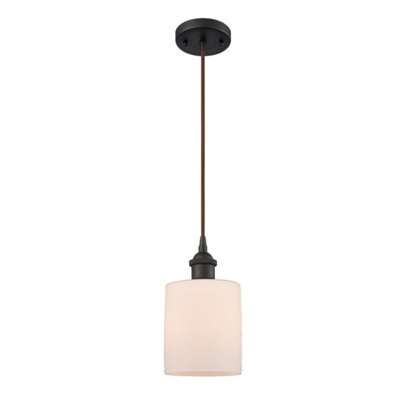 516-1P-OB-G111-LED-Innovations Lighting-Cobbleskill-3.5W 1 LED Mini Pendant in Art Nouveau Style-5 Inches Wide by 8 Inches High   Oil Rubbed Bronze
