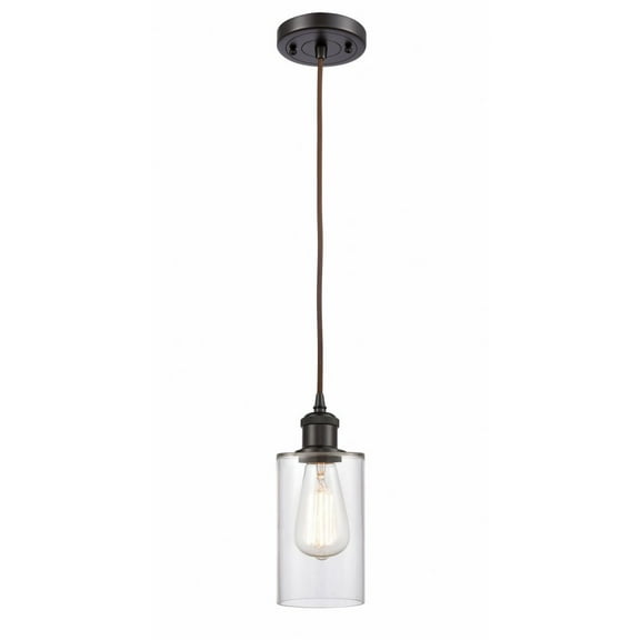 516-1P-OB-G802 Innovations Lighting Clymer - 1 Light Cord Hung Mini Pendant In Art Deco Style-10 Inches Tall and 3.88 Inches Wide-Oil Rubbed Bronze