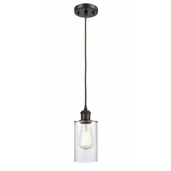 516-1P-OB-G802 Innovations Lighting Clymer - 1 Light Cord Hung Mini Pendant In Art Deco Style-10 Inches Tall and 3.88 Inches Wide-Oil Rubbed Bronze