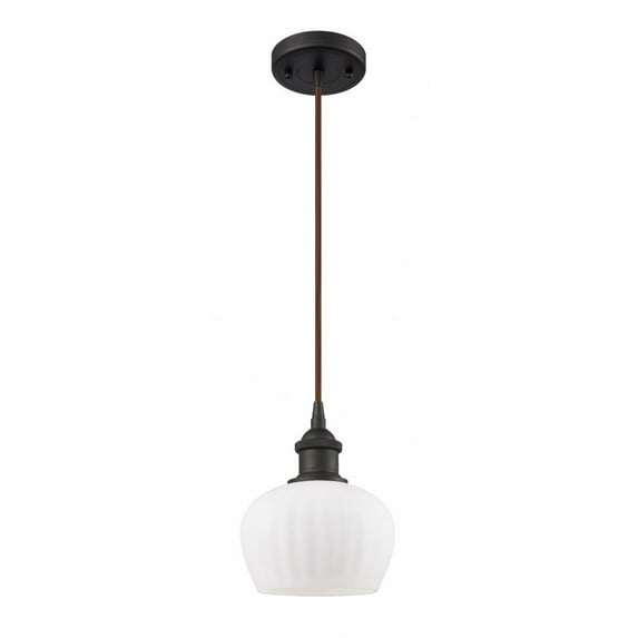 516-1P-OB-G91 Innovations Lighting Fenton - 1 Light Cord Hung Mini Pendant In Industrial Style-7.5 Inches Tall and 6.5 Inches Wide-Oil Rubbed Bronze