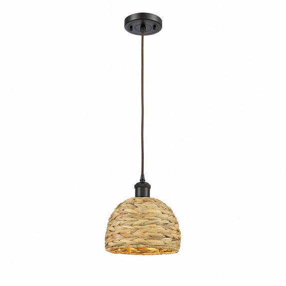 Innovations Lighting - Woven Ratan - 1 Light Pendant In Farmhouse Style-9.13