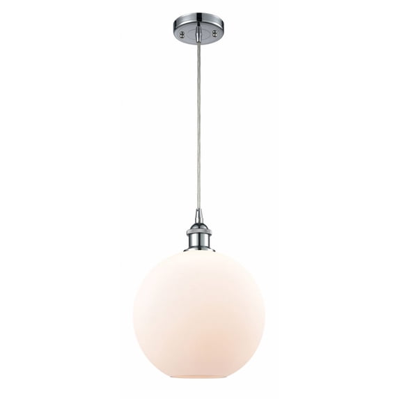 516-1P-PC-G121-10 Innovations Lighting Athens - 1 Light Cord Hung Mini Pendant In Industrial Style-13 Inches Tall and 10 Inches Wide-Polished Chrome
