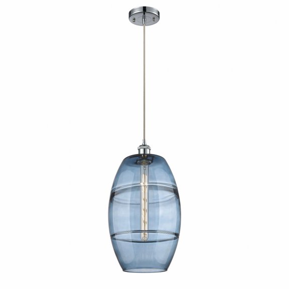 516-1P-PC-G557-10BL-Innovations Lighting-Vaz - 1 Light Cord Hung Mini Pendant In Industrial Style-18.5 Inches Tall and 10 Inches Wide-Polished Chrome