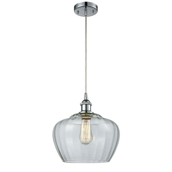 516-1P-PC-G92-L-Innovations Lighting-Fenton - 1 Light Cord Hung Mini Pendant In Industrial Style-11 Inches Tall and 11 Inches Wide-Polished Chrome