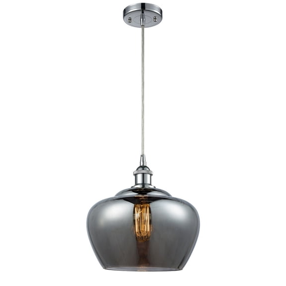 516-1P-PC-G93-L-Innovations Lighting-Fenton - 1 Light Cord Hung Mini Pendant In Industrial Style-11 Inches Tall and 11 Inches Wide-Polished Chrome